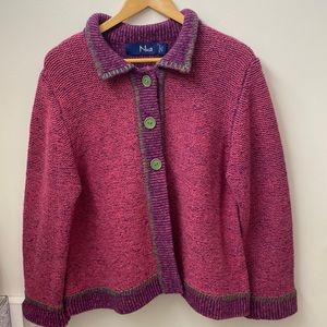 Nua knitted sweater front buttons 90% merino wool